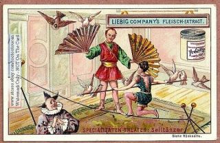 Circus High Wire Act And Clowns C1897 Trade Ad Card