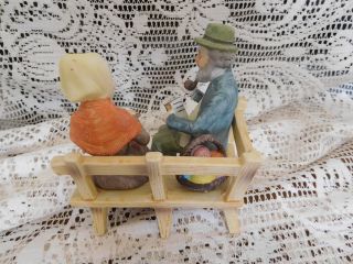 Lefton China OLD MAN & WOMAN ON BENCH Figurine COLLECTIBLE ECU 5
