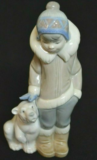 Lladro Spain 5238 Boy With Dog And Scarf 5 1/2 " Vintage Hard - To - Find