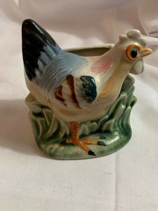 Vtg 40 - 50’s Royal Japan Pottery Art Rooster Chicken Wall Pocket Planter Farm