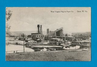 Davis,  Wv Postcard View Of West Virginia Pulp And Paper Co,  Mar 3,  1917,  Vf