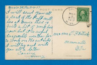 Davis,  WV postcard view of WEST VIRGINIA PULP and PAPER Co,  Mar 3,  1917,  VF 2