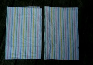 Pacific Vintage Pillowcase Pair Pastel Stripes Striped All Cotton Standard Pink