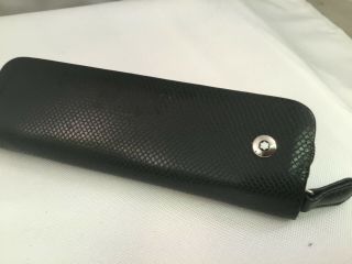 Montblanc Boheme Lizard Skin Zip Around Single Pen Case Holder Black Platinum