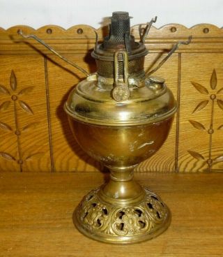 Antique Brass " The B&h " Bradley & Hubbard Kerosene Lamp