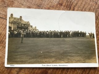 Seascale Golf Links Cumbria Match In Progress 1928 Rp Postcard.