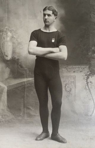 C1880 Young Man In Tights Athlete Cabinet Card Photo Mt Vernon Ohio Gay Interest