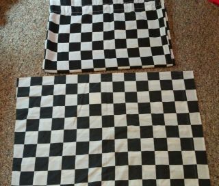 Vintage Springs Hot Tracks Black White Checkered Twin Flat Sheet & Pillowcase
