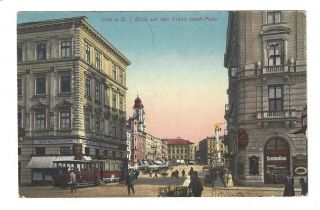 1918 Austria Linz Street View Franz Josef - Platz Postcard Cover 3 Stamps Antique
