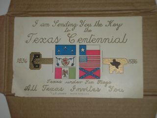 Vintage 1936 Postcard,  Texas Centennial,  (1836 - 1936),  Dallas,  Texas,  Unposted