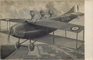 Old Surrealism Photo Pc France Plane Military Avion Au Dessus Du Camp De Bitche