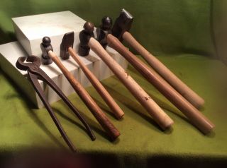 Vintage Blacksmith Hammers And One Blacksmith Tong