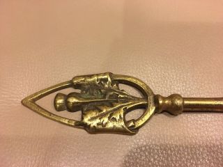 Antique Peerage England Brass Toasting Fork 20 " Scottish Thistle