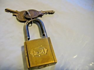 Vintage Pado Brass Padlock Lock With 2 Keys.