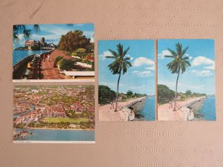 4x Vintage 1974 Singapore Esplanade & Queen Elizabeth Walk Real Photo Postcards