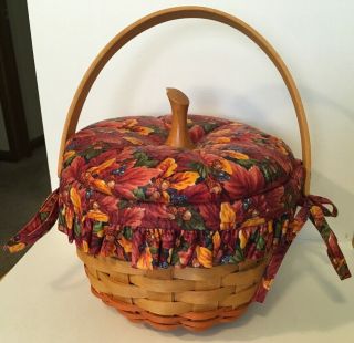 1996 Longaberger Small Pumpkin Basket,  Fabric Lid,  Fabric,  Protector