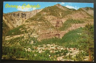Ouray Colorado Gem City Of The Rockies View From Box Canyon Bridge Postcard 1966