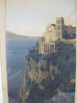 Rare Wallace Nutting Amalfi Coast Italy Church On A Cliff Hand Colored Photo Yqz