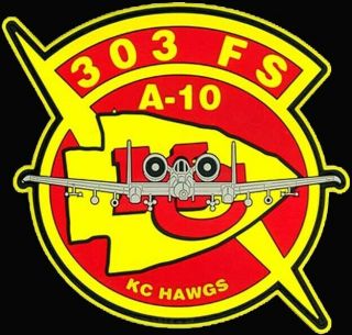 Usaf 303rd Fighter Squadron - A - 10 - Kc Hawgs - Whiteman Afb - Pvc Patch