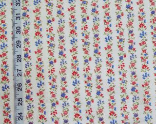 Floral Stripe Feedsack Full Feed Sack Vintage Cotton Fabric Pink Red Blue Green