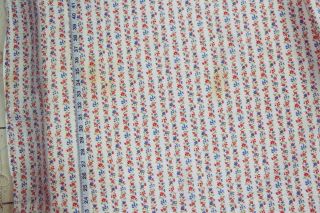 Floral stripe feedsack full feed sack vintage cotton fabric pink red blue green 2