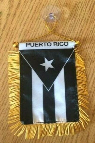 Puerto Rico Black And White Flag Small Rican Mini Car Banner Ships