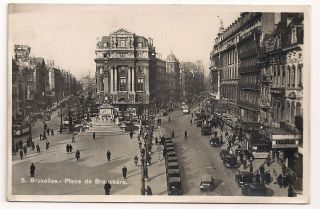 Vintage Postcard,  1936 Real Photo,  Place De Brouckere,  Brussels 25b
