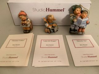 Studio Hummel 1998 Ornaments Set 3 - Christmas Cookies,  Heavenly Trio,  Little Gift