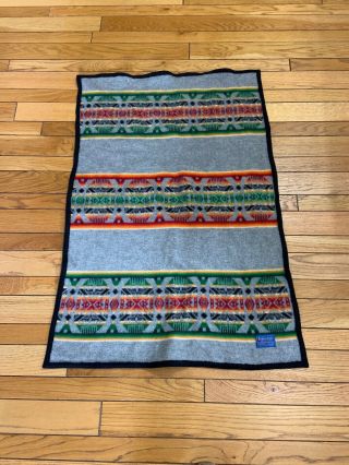 Vtg Beaver State Pendleton Wool Lap Robe Baby Blanket 29” X 40”