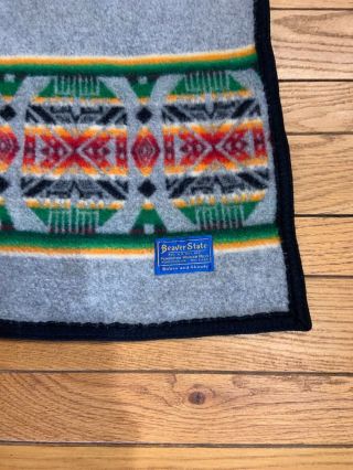 Vtg BEAVER STATE PENDLETON Wool Lap Robe Baby Blanket 29” X 40” 2
