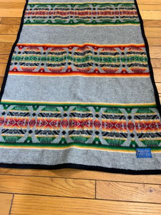 Vtg BEAVER STATE PENDLETON Wool Lap Robe Baby Blanket 29” X 40” 5
