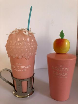Avon Pretty Peach Perfume,  Lotion,  Vintage 1960s Perfume Bottle Collectable Pink