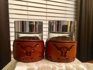 Awesome Western Steer Bull Cowboy Design Leather Lace Salt And Pepper Shakers