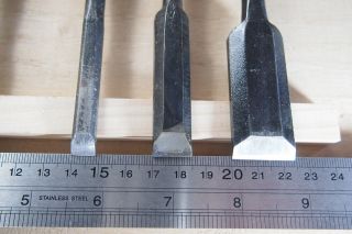 JAPANESE CHISEL NOMI Carpenter ' s Tool Signed Set of 5 from JAPAN a119 3