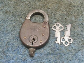 Large Old Corbin Padlock Lock With 2 Key.  N/r