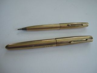 Vintage Parker 51 Fountain Pen And Pencil 1/10 14k Gold Aerometric Pencil