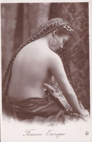 Arab Nude Belly Dancer Woman Egypt Old Real Photo Postcard 1905s