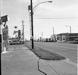 Vtg 1960s City Street California Gas Station Gmc Car Dealership Photo 1555