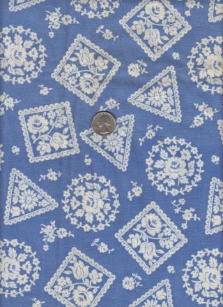 Vintage Feedsack Blue White Floral Feed Sack Quilt Sewing Fabric