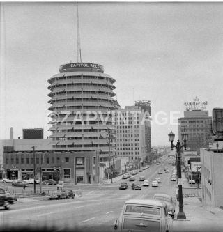 Vtg 1950s Capitol Records Building Cars Hollywood California Photo 1608