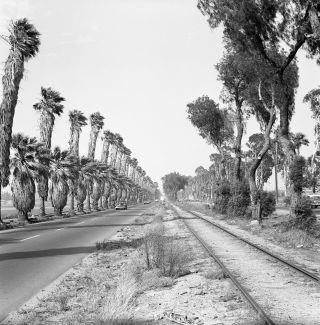 Vintage 1950s P.  E.  Train Track Corona California Photo 1164