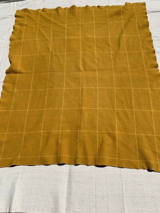Vintage Faribo Pure Wool Blanket Mustard Yellow Plaid 48x44