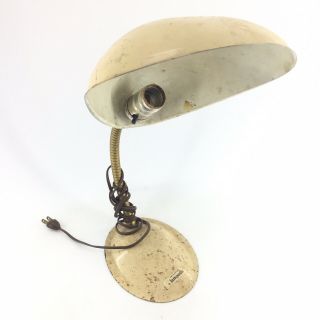 Vintage Metal La Lampada Industrial Gooseneck Desk Lamp Distressed 1950s M1a