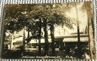 Highgate Springs,  Vt.  A 1919 Real Photo Of The Ferngroff In Highgate Springs8.  00