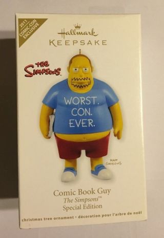 Sdcc 2011 Hallmark Simpsons Comic Book Guy Worst Con Ever Ornament Exclusive Le