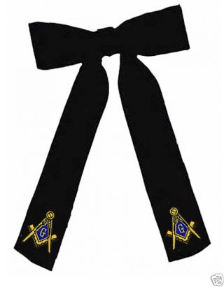 Masonic Kentucky Colonel String Bow Tie - Clip On Style - - Embroidered Logo