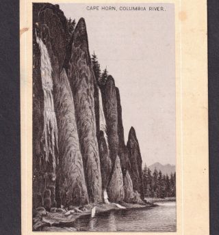 Cape Horn Columbia River Washington Photo - Litho Coffee Victorian Trade Card Poem