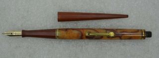 Restored 1930 ' s Waterman Ideal Brown Onyx Desk Fountain Pen 14K Nib 7
