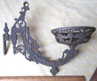 Vintage Lamp Holder Wall Bracket,  Cast Iron,  Extends 12 ",  Dated 1881