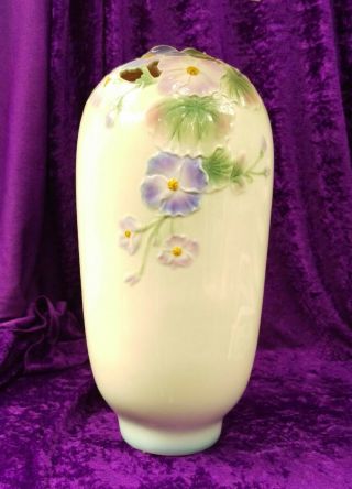 Franz Porcelain 12 - 1/2 " Begonia Vase Chinese Porcelain Art Fz00043